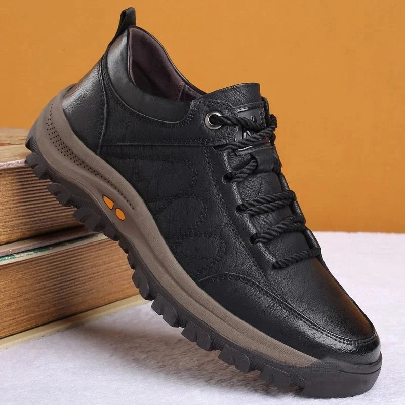 Men's Orthopedic Shoes Three-Arch Support Cowhide Upper & Rubber Sole