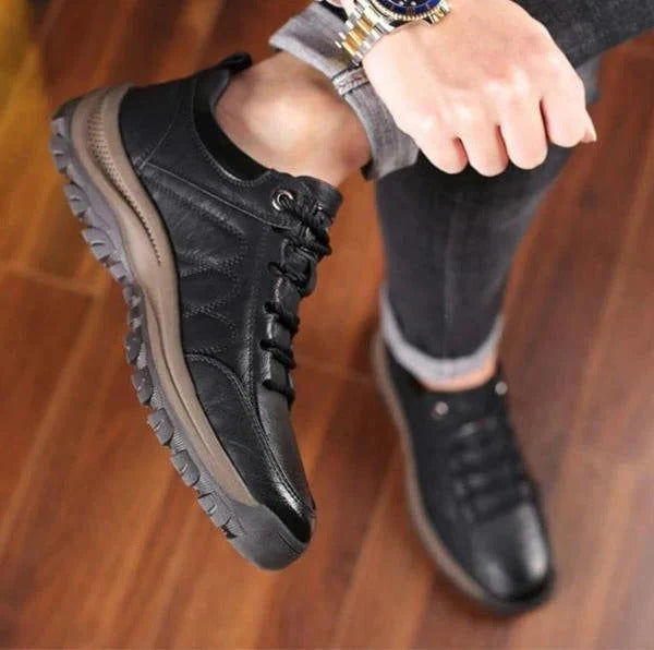 Men's Orthopedic Shoes Three-Arch Support Cowhide Upper & Rubber Sole