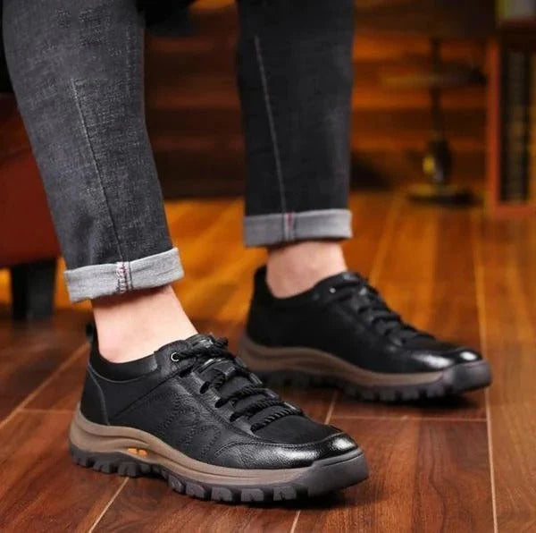 Men's Orthopedic Shoes Three-Arch Support Cowhide Upper & Rubber Sole