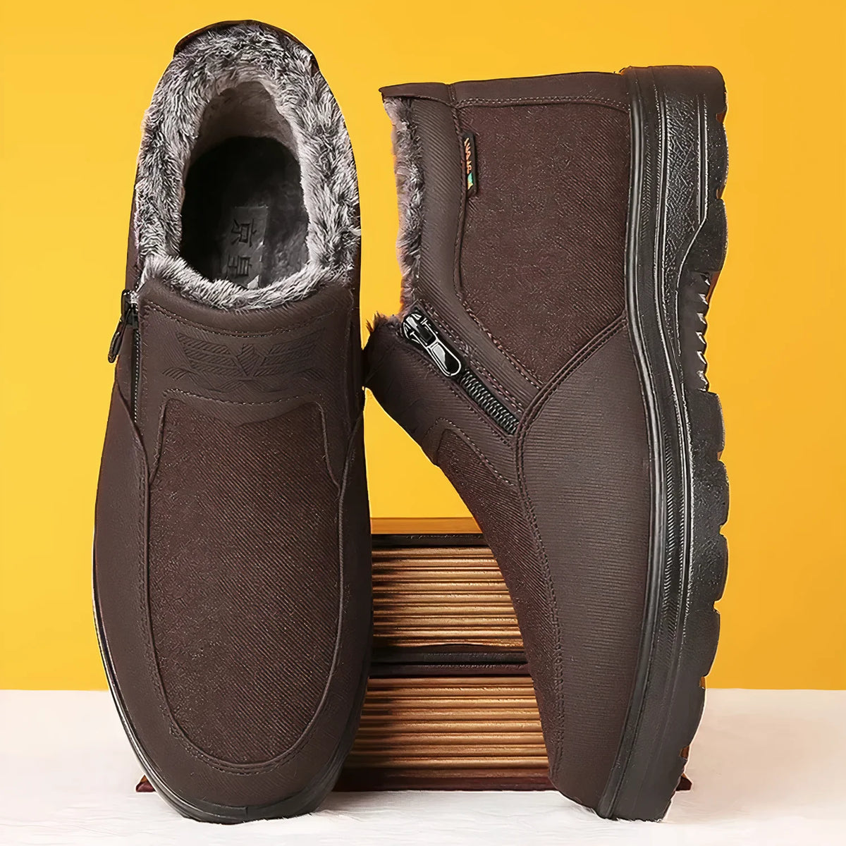 Men's Orthopedic Winter Boots Water-Repellent Leather Anti-Slip Sole