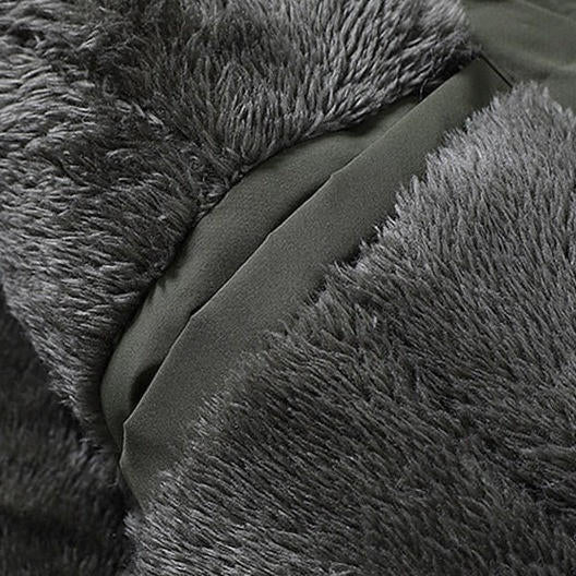 Men's Padded Fleece Jacket Hooded Multi-Pocket Wind-Resistant