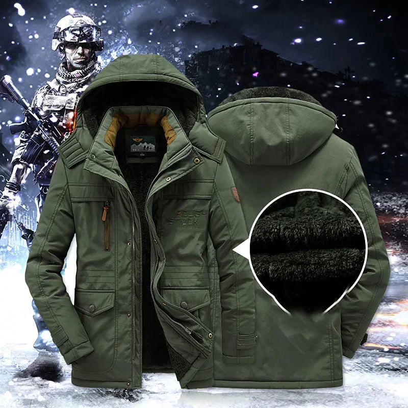 Men's Parka Jacket Quilted Insulated Hood With Fur Trim