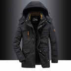 Men's Parka Jacket Quilted Insulated Hood With Fur Trim