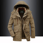 Men's Parka Jacket Quilted Insulated Hood With Fur Trim