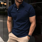 Men's Polo Shirt Breathable Cotton Nylon Blend Wrinkle Resistant