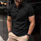 Men's Polo Shirt Breathable Cotton Nylon Blend Wrinkle Resistant