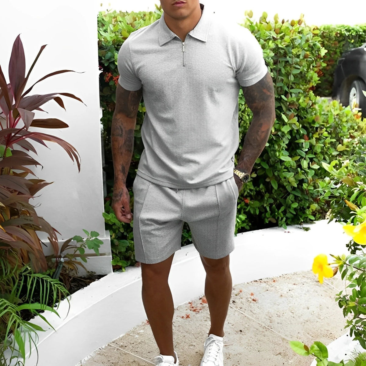 Men's Polo & Shorts Set Breathable Lightweight