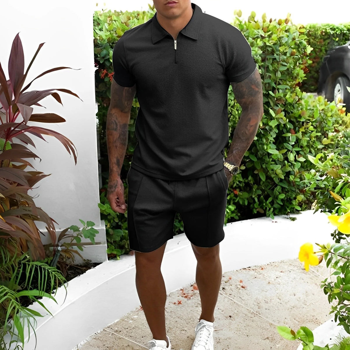 Men's Polo & Shorts Set Breathable Lightweight