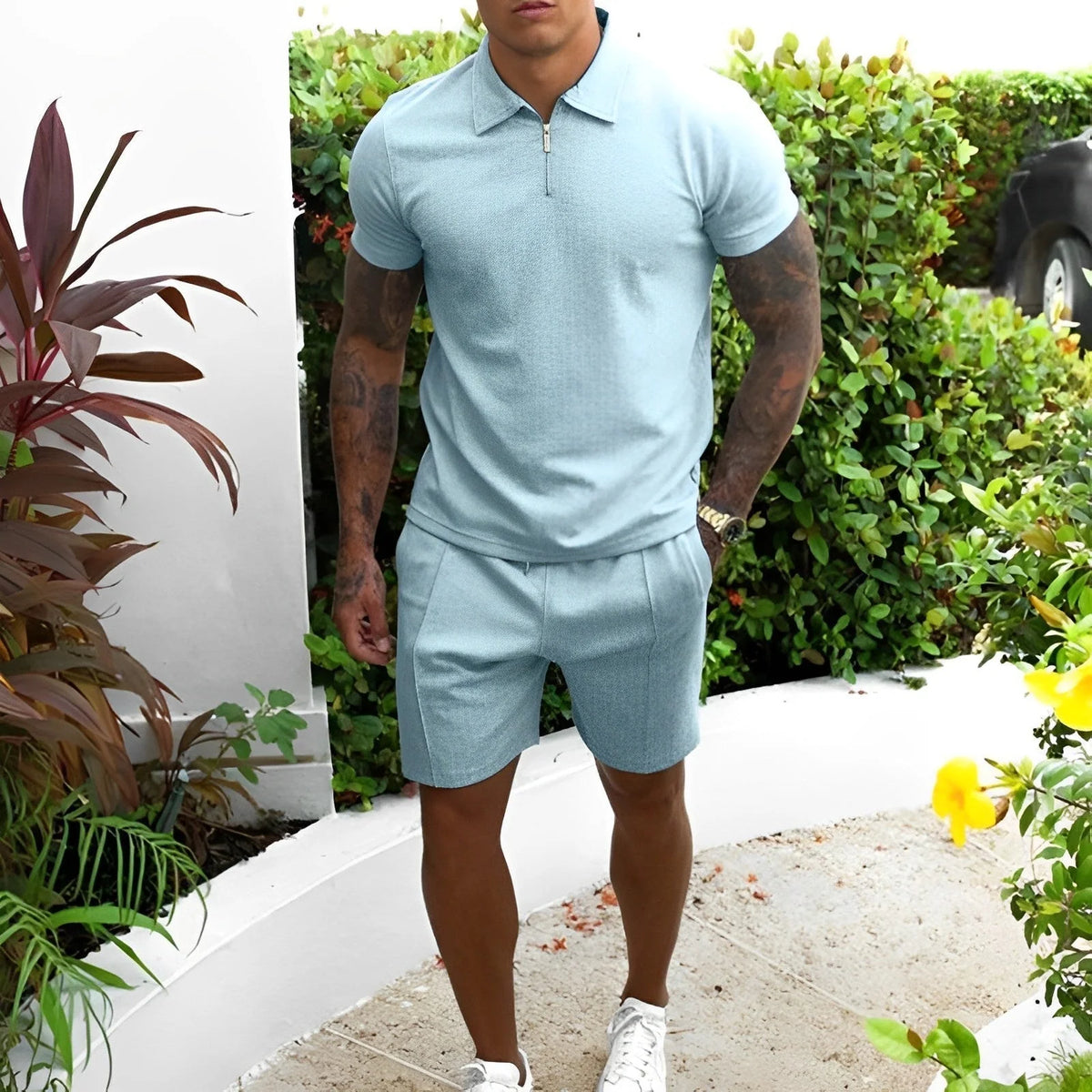 Men's Polo & Shorts Set Breathable Lightweight