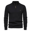 Men's Quarter Zip Sweater Ribbed Knit Adjustable Zip
