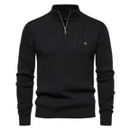 Men's Quarter Zip Sweater Ribbed Knit Adjustable Zip