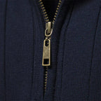 Men's Quarter Zip Sweater Ribbed Knit Adjustable Zip