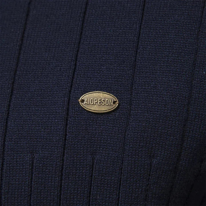 Men's Quarter Zip Sweater Ribbed Knit Adjustable Zip