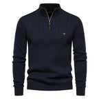 Men's Quarter Zip Sweater Ribbed Knit Adjustable Zip