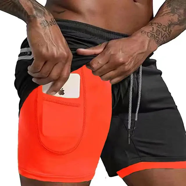 Men's Running Shorts Double Layer Compression Liner