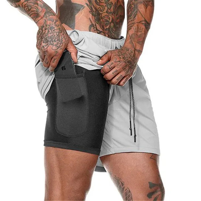 Men's Running Shorts Double Layer Compression Liner