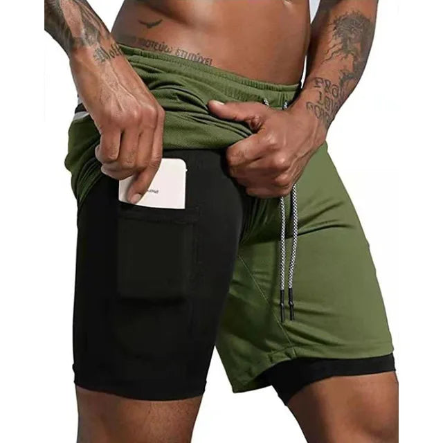 Men's Running Shorts Double Layer Compression Liner