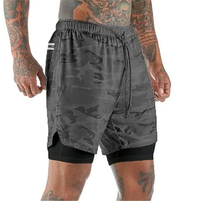 Men's Running Shorts Double Layer Compression Liner