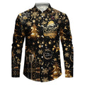 Men's Shirt Italian Collar Stretch Polyester Gold-Accent Print