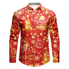 Men's Shirt Italian Collar Stretch Polyester Gold-Accent Print