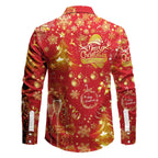 Men's Shirt Italian Collar Stretch Polyester Gold-Accent Print
