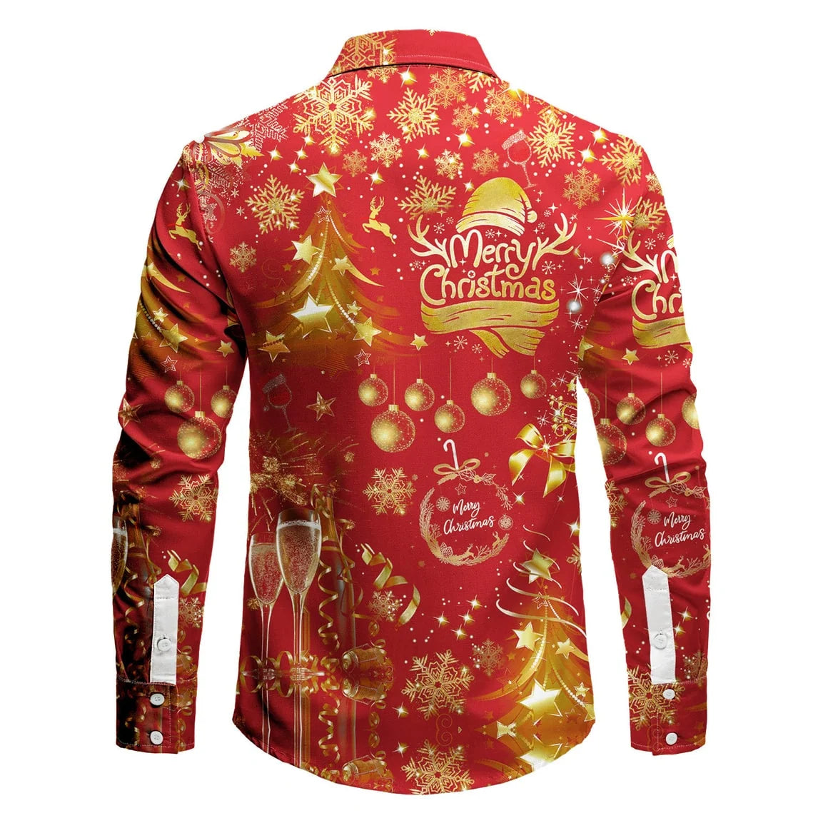 Men's Shirt Italian Collar Stretch Polyester Gold-Accent Print
