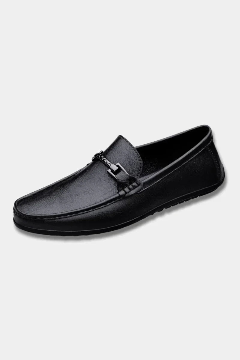 Men's Slip-On Shoes Breathable Genuine Leather Massage Insole