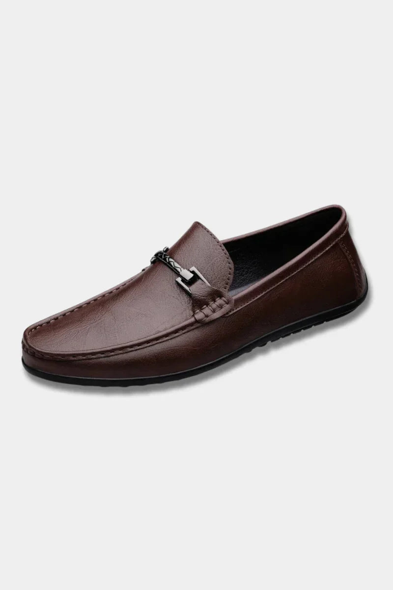 Men's Slip-On Shoes Breathable Genuine Leather Massage Insole