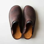 Men's Slippers Genuine Leather Removable Orthotic Insoles