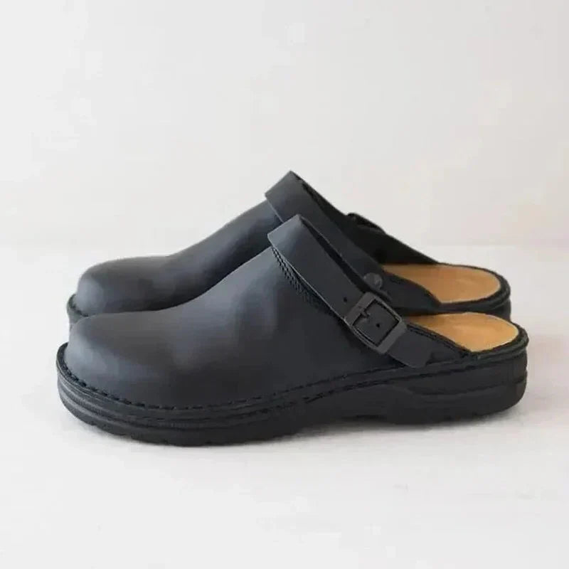 Men's Slippers Orthotic Leather Removable Insoles