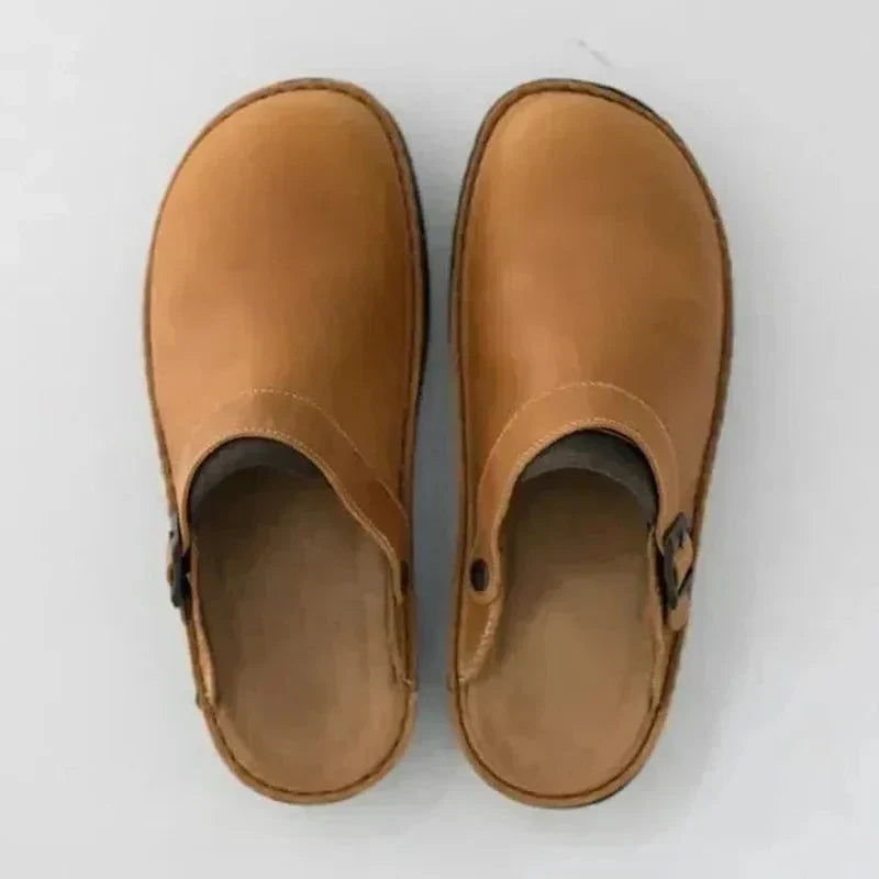 Men's Slippers Orthotic Leather Removable Insoles