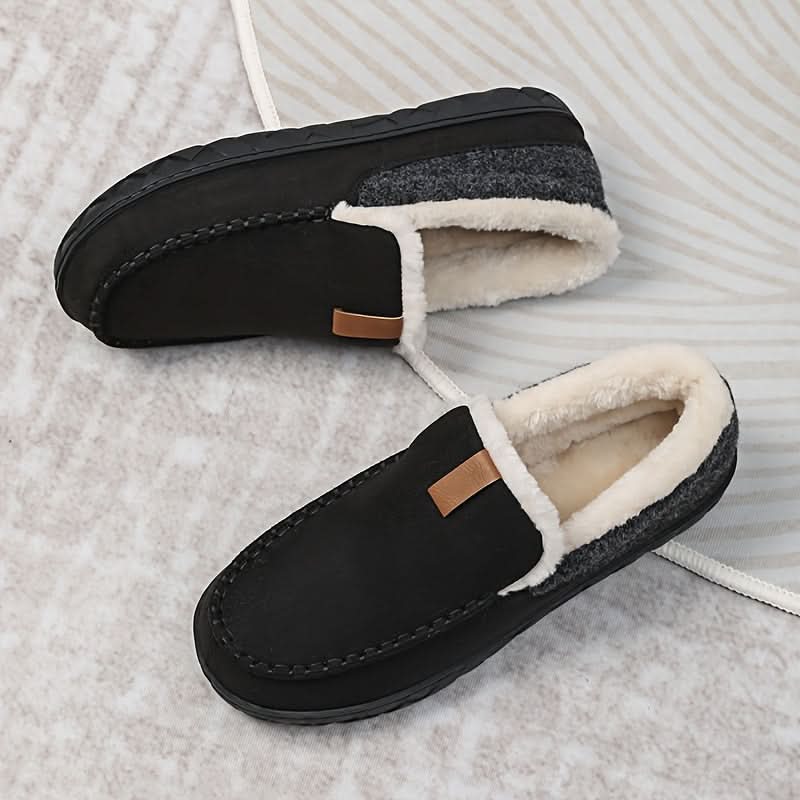 Men’s Slippers Synthetic Wool Warm Loafer Machine Washable