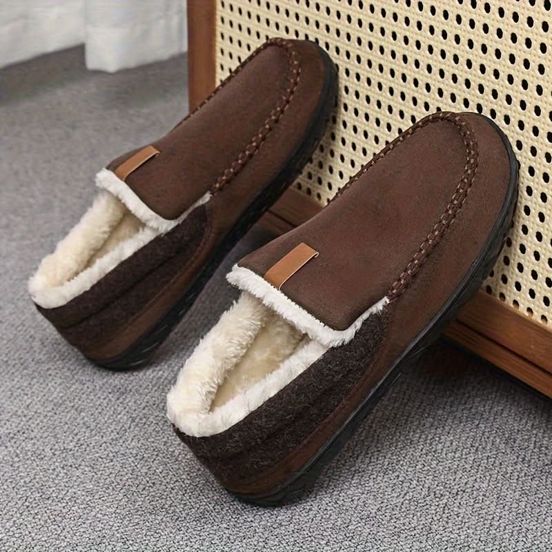 Men’s Slippers Synthetic Wool Warm Loafer Machine Washable
