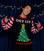 Men's Sweater Light-Up Christmas Tree Batteries Included