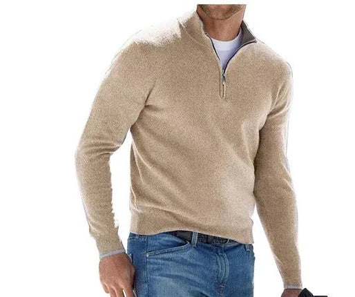 Men's Sweater Lightweight Cashmere Zip-Front