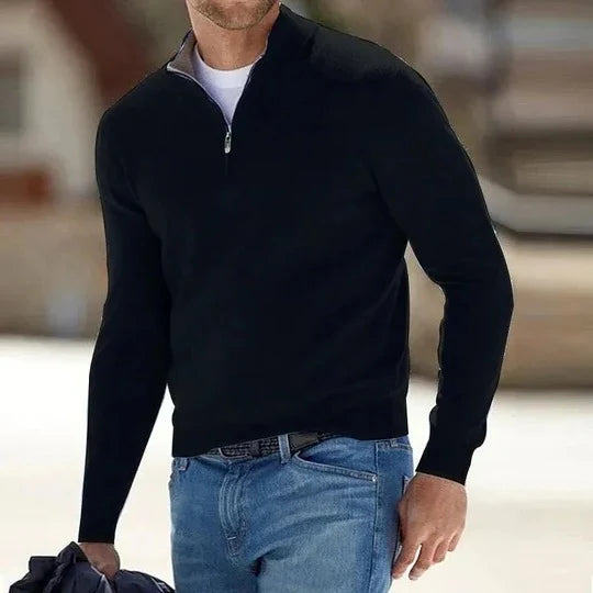 Men's Sweater Lightweight Cashmere Zip-Front