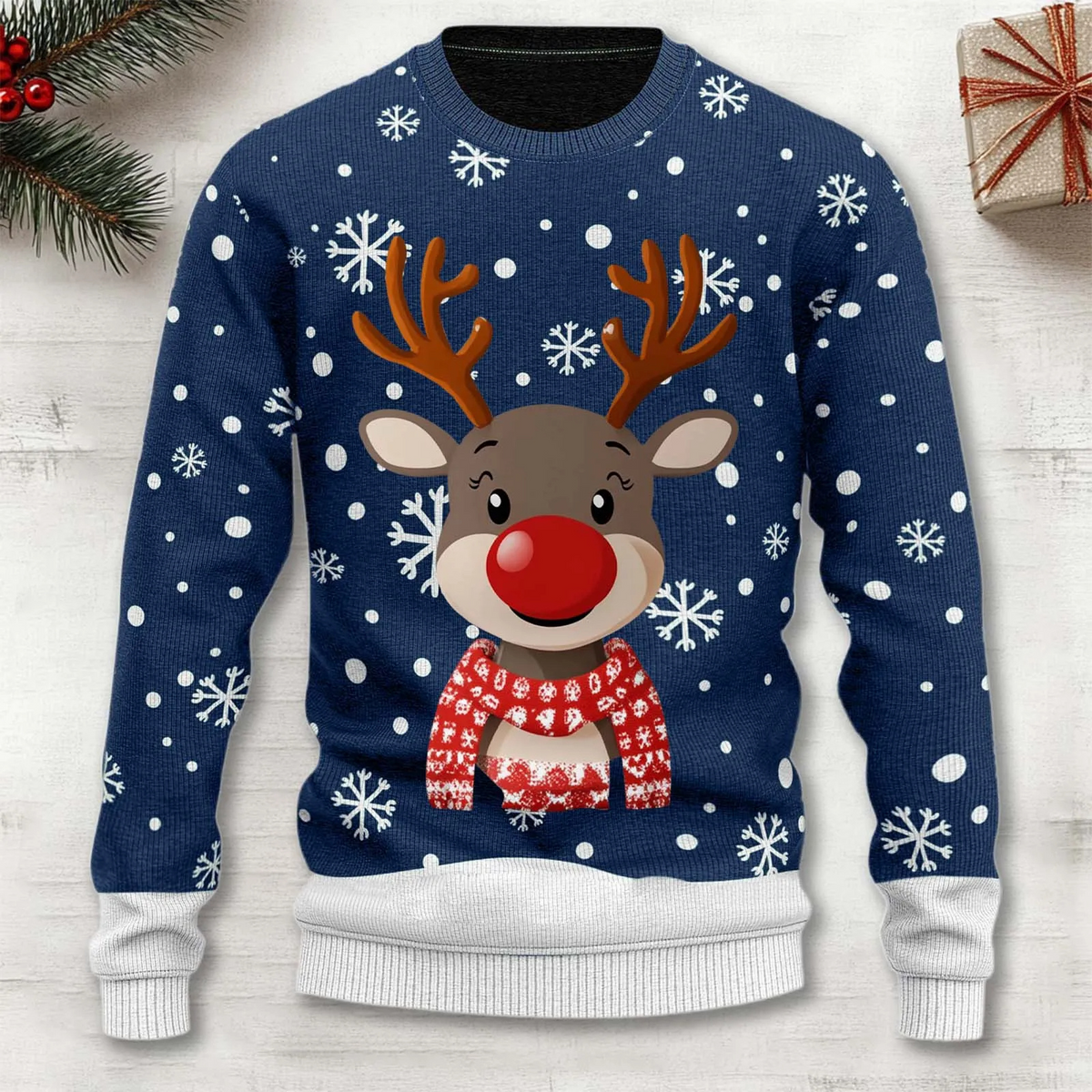 Men's Sweater Reindeer Snowflake Polyester-Cotton