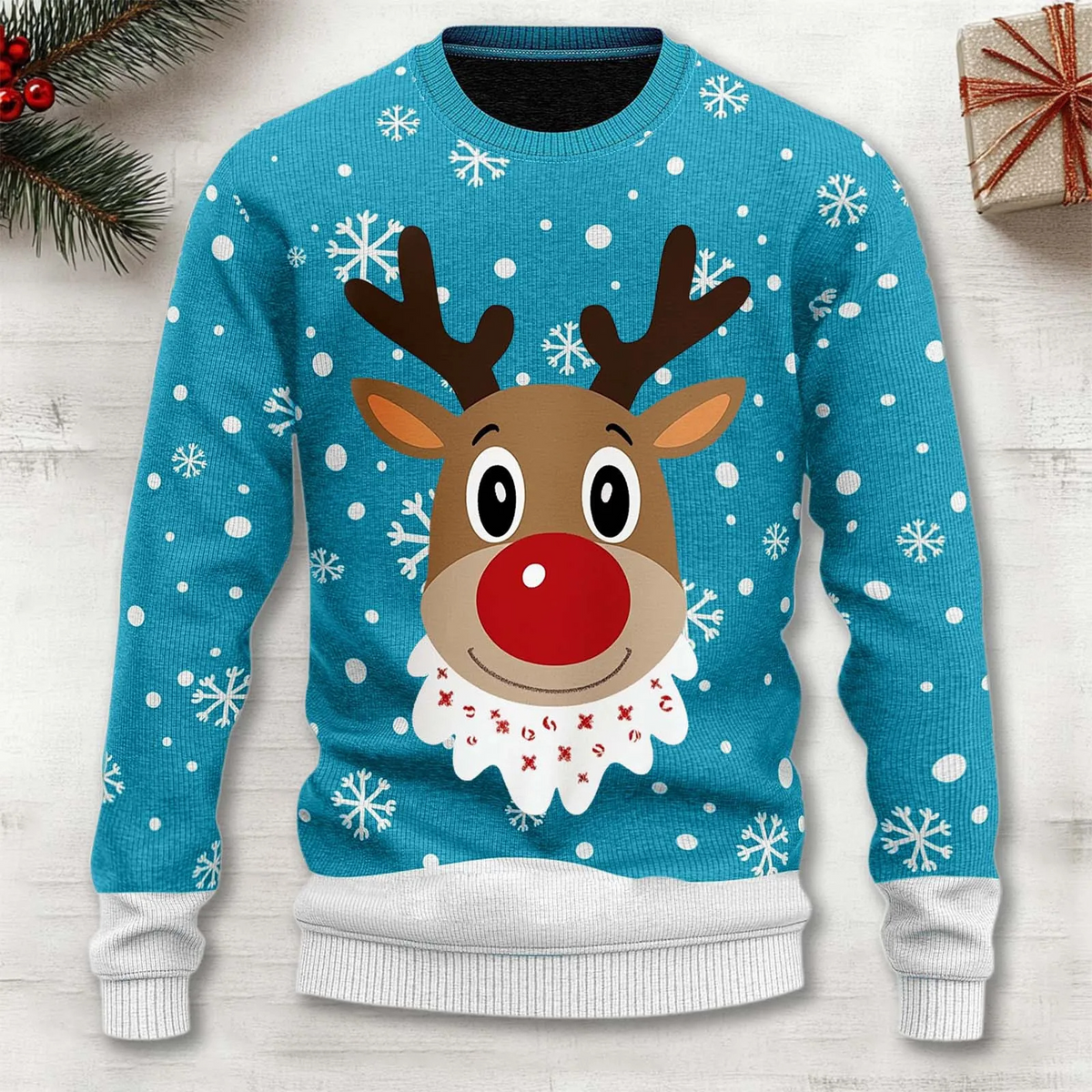 Men's Sweater Reindeer Snowflake Polyester-Cotton