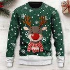 Men's Sweater Reindeer Snowflake Polyester-Cotton