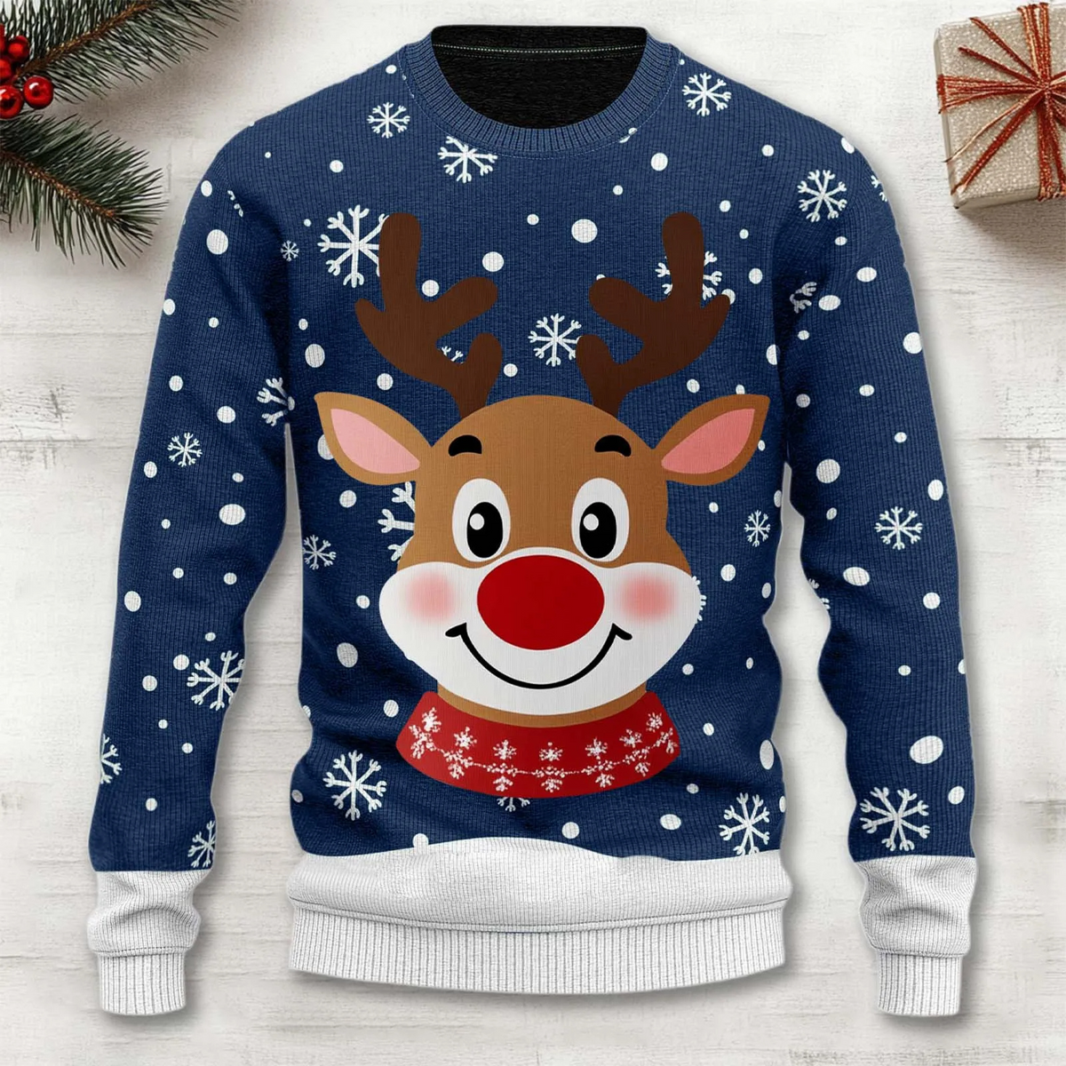 Men's Sweater Reindeer Snowflake Polyester-Cotton