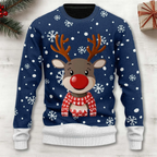 Men's Sweater Reindeer & Snowflake Soft Poly-Cotton