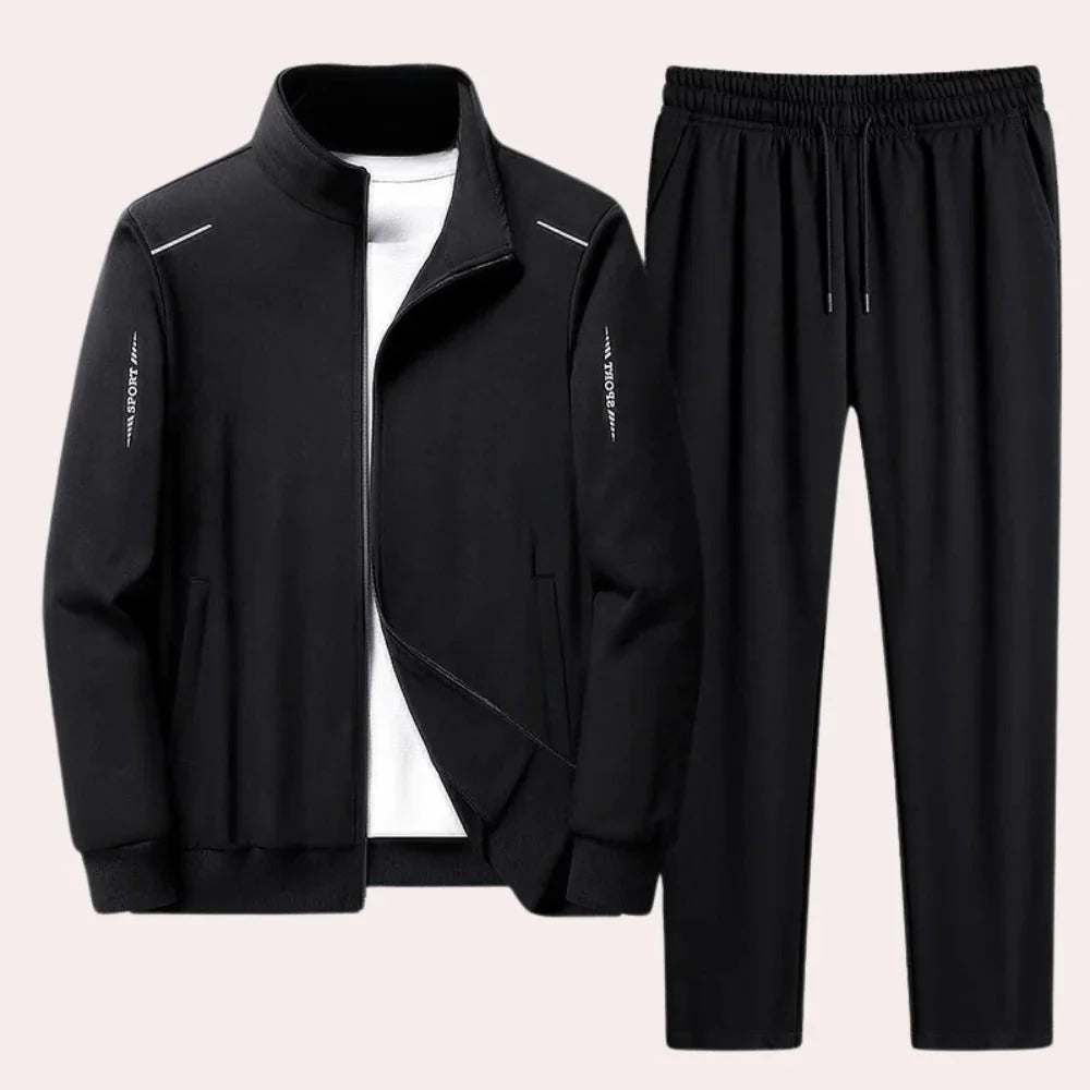 Men's Tracksuit Set Full-Zip Jacket & Elastic Cuffs