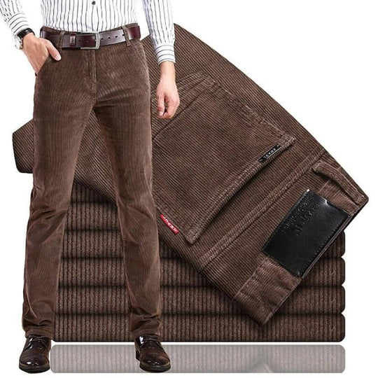 Men's Trousers Corduroy Straight Cut Stretch Cotton Blend