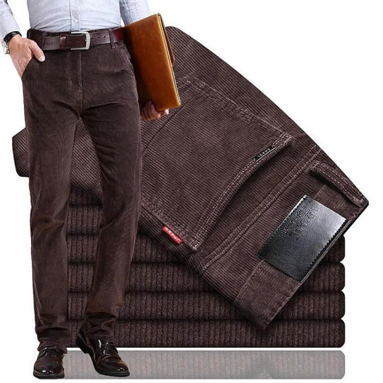 Men's Trousers Corduroy Straight Cut Stretch Cotton Blend