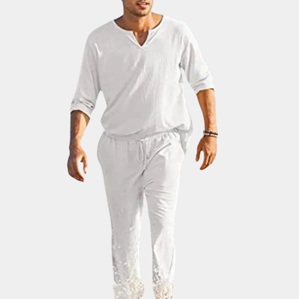 Men's Two-Piece Set Breathable Cotton Relaxed Fit