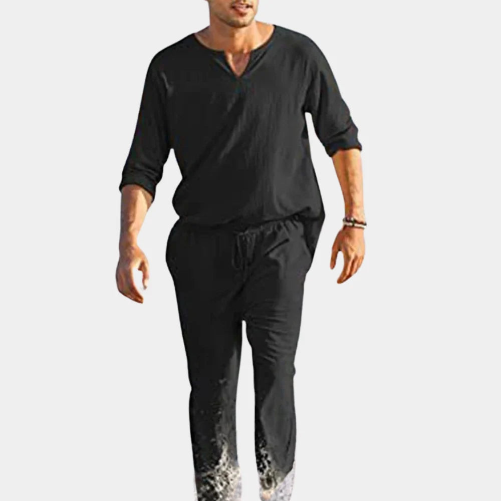 Men's Two-Piece Set Breathable Cotton Relaxed Fit