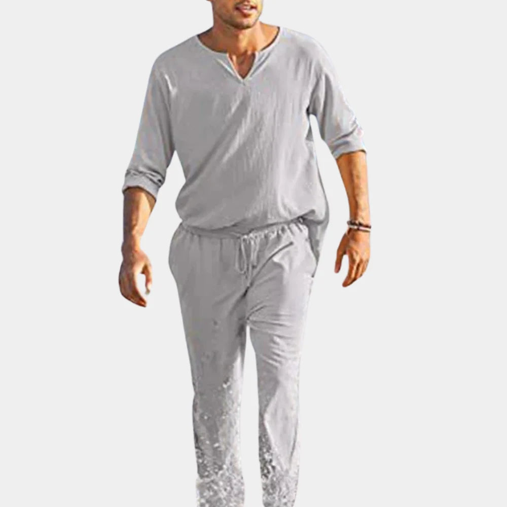 Men's Two-Piece Set Breathable Cotton Relaxed Fit