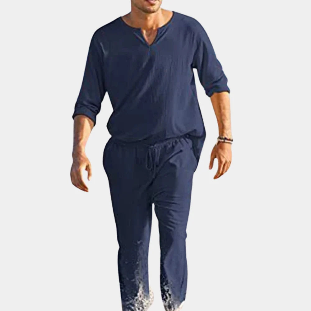 Men's Two-Piece Set Breathable Cotton Relaxed Fit