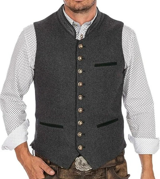 Men's Vest Regular Fit & Structured Silhouette Neutral Gray