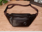 Men's Waist Bag Genuine Cowhide Leather Convertible Crossbody